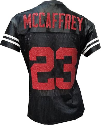 Custom Glitterflake Christian McCaffrey Womens Black Mesh Jersey Size Large in Saudi Arabia