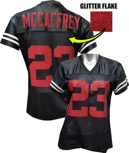 Custom Glitterflake Christian McCaffrey Womens Black Mesh Jersey Size Large in Saudi Arabia