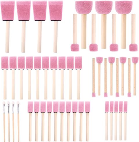Foam Paint Brushes (48 Pack) 10 Sizes - Paint Sponge - Premium Foam Brushes - Lightweight & Durable - Sponge Paint Brush Assortment Ideal for Painting, Crafting, Acrylics, Stains, Varnishes in Kuwait