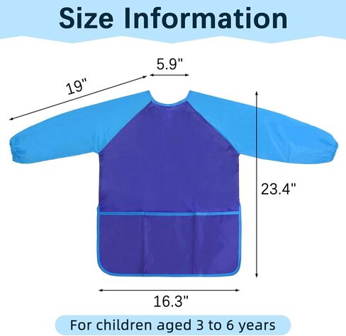 2 Pack Kids Choilers Art Smock ، مآزر فنان للأطفال المقاوم للماء مع 3 جيوب طويلة الأكمام لمدة 2-6 سنوات in Kuwait