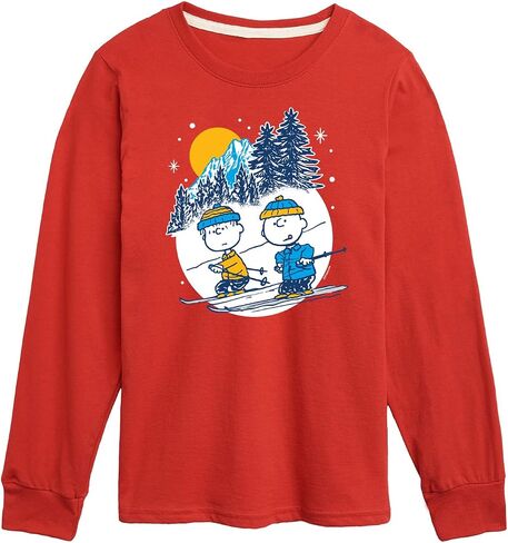 HYBRID APPAREL - Peanuts - Charlie Brown and Linus Skiing - Toddler and Youth Long Sleeve Graphic T-Shirt in Saudi Arabia