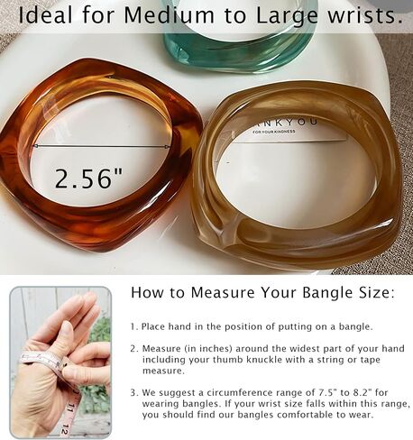 ALEXTINA Resin Bangle Bracelets for Women Set of 3 Chunky Acrylic Bracelets, Wide Retro Stackable Statement Cuff, 70s 80s Style Summer Jewelry Gift in Saudi Arabia