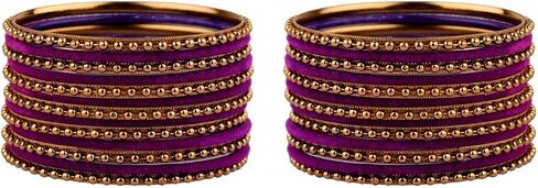 Efulgenz Indian Bangle Set Plain Velvet Bangles with Oxidized Metal Ball Bangle Bracelet Boho Bohemian Bracelet Metal Bangle Set Statement Fashion Jewelry for Women (26 Pcs) in Saudi Arabia