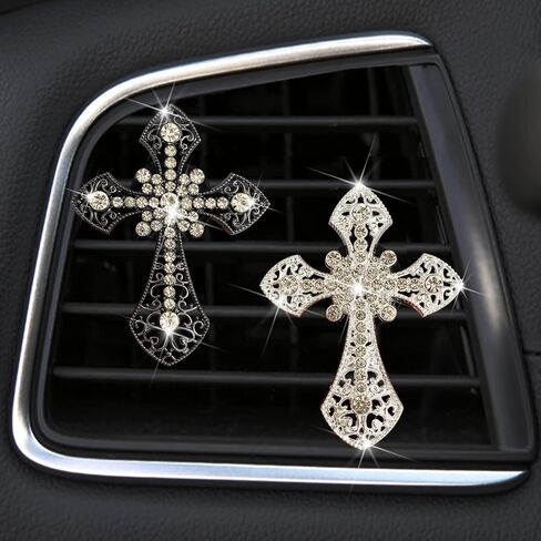 Bling Rhinestone Air Vent Clip with Car Freshener & Decoration,Cute Dash Decor Accessory in Kuwait