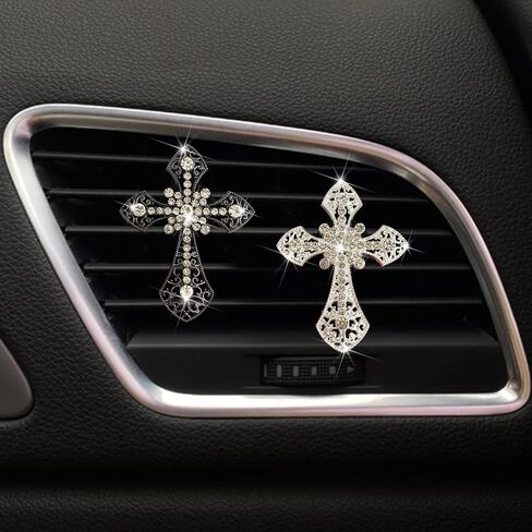 Bling Rhinestone Air Vent Clip with Car Freshener & Decoration,Cute Dash Decor Accessory in Kuwait