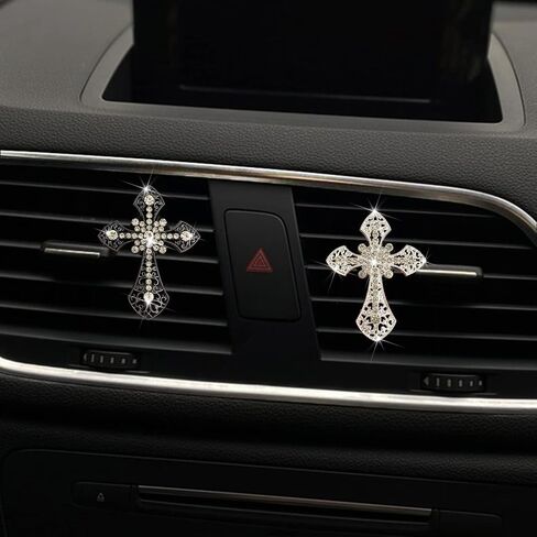 Bling Rhinestone Air Vent Clip with Car Freshener & Decoration,Cute Dash Decor Accessory in Kuwait