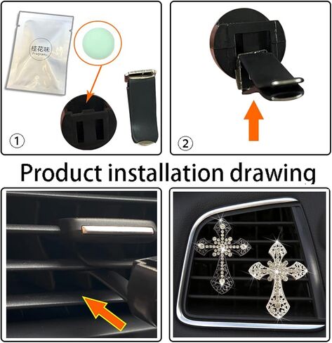Bling Rhinestone Air Vent Clip with Car Freshener & Decoration,Cute Dash Decor Accessory in Kuwait