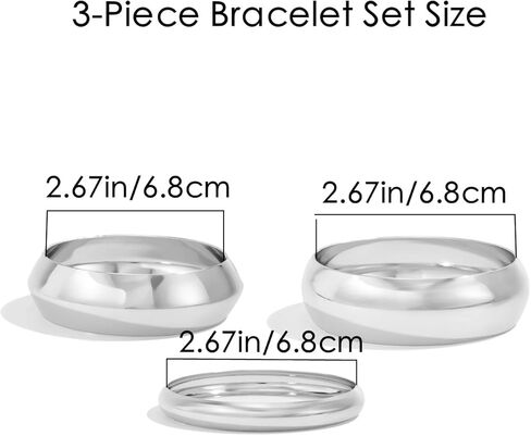 3PCS Chunky Gold Bangle Bracelets for Women Trendy Wide Wrist Cuff Bracelets Stack Statement Bangle Fashion Jewelry Gift in Kuwait