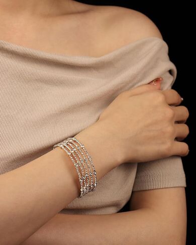 خمر متعدد الطبقات كريستال حجر الراين الكفة سوار تألق بلورات الدمعة المفتوحة الكفة السوار الزفاف اكسسوارات اليد حفلة موسيقية مجوهرات in Kuwait