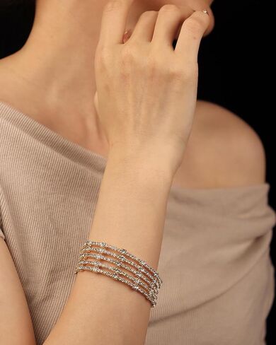 خمر متعدد الطبقات كريستال حجر الراين الكفة سوار تألق بلورات الدمعة المفتوحة الكفة السوار الزفاف اكسسوارات اليد حفلة موسيقية مجوهرات in Kuwait