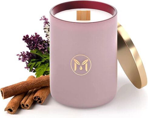 شمعة معطرة بالقرفة والبرتقال من MyrrhUSA - 15 أونصة من شمع الصويا الطبيعي مع فتيل خشبي متشقق وزيت عطري | حرق لمدة 80 ساعة | شمعة عطرية فاخرة للاسترخاء وديكور المنزل وغرفة المعيشة والحمام in Saudi Arabia