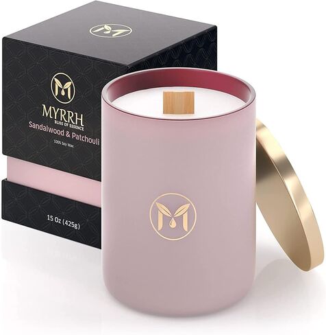 شمعة معطرة بالقرفة والبرتقال من MyrrhUSA - 15 أونصة من شمع الصويا الطبيعي مع فتيل خشبي متشقق وزيت عطري | حرق لمدة 80 ساعة | شمعة عطرية فاخرة للاسترخاء وديكور المنزل وغرفة المعيشة والحمام in Saudi Arabia