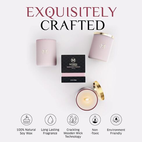 شمعة معطرة بالقرفة والبرتقال من MyrrhUSA - 15 أونصة من شمع الصويا الطبيعي مع فتيل خشبي متشقق وزيت عطري | حرق لمدة 80 ساعة | شمعة عطرية فاخرة للاسترخاء وديكور المنزل وغرفة المعيشة والحمام in Saudi Arabia