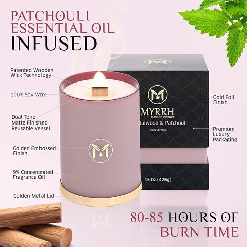 شمعة معطرة بالقرفة والبرتقال من MyrrhUSA - 15 أونصة من شمع الصويا الطبيعي مع فتيل خشبي متشقق وزيت عطري | حرق لمدة 80 ساعة | شمعة عطرية فاخرة للاسترخاء وديكور المنزل وغرفة المعيشة والحمام in Saudi Arabia