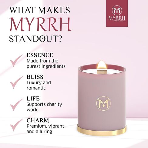شمعة معطرة بالقرفة والبرتقال من MyrrhUSA - 15 أونصة من شمع الصويا الطبيعي مع فتيل خشبي متشقق وزيت عطري | حرق لمدة 80 ساعة | شمعة عطرية فاخرة للاسترخاء وديكور المنزل وغرفة المعيشة والحمام in Saudi Arabia