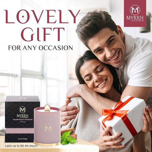 شمعة معطرة بالقرفة والبرتقال من MyrrhUSA - 15 أونصة من شمع الصويا الطبيعي مع فتيل خشبي متشقق وزيت عطري | حرق لمدة 80 ساعة | شمعة عطرية فاخرة للاسترخاء وديكور المنزل وغرفة المعيشة والحمام in Saudi Arabia
