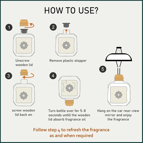 Llum معطر هواء معلق بزيت عشبة الليمون للسيارة والمنزل | مع مشبك فتحة مكيف الهواء |10 مل |عطر فاخر، عضوي خالٍ من السموم، وخالي من الكحول |ملحق داخلي لرائحة منعشة|رائحة تدوم طويلاً in Saudi Arabia