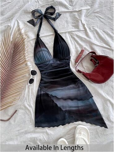 Verdusa Women's Plus Size Dresses Cocktail Halter Ombre Backless Layered Asymmetrical Dress in Saudi Arabia