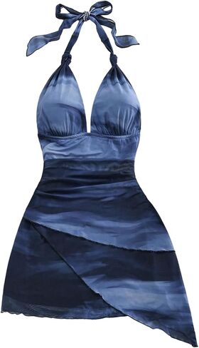 Verdusa Women's Plus Size Dresses Cocktail Halter Ombre Backless Layered Asymmetrical Dress in Saudi Arabia