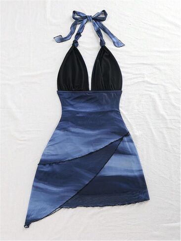 Verdusa Women's Plus Size Dresses Cocktail Halter Ombre Backless Layered Asymmetrical Dress in Saudi Arabia