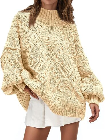 Saodimallsu Womens Oversized Sweaters Cable Knit Crew Neck Long Sleeve Pullover Sweater 2025 Fall Winter Chunky Trendy Tops in Saudi Arabia