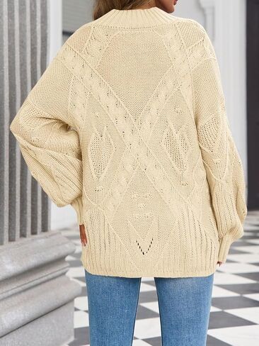 Saodimallsu Womens Oversized Sweaters Cable Knit Crew Neck Long Sleeve Pullover Sweater 2025 Fall Winter Chunky Trendy Tops in Saudi Arabia