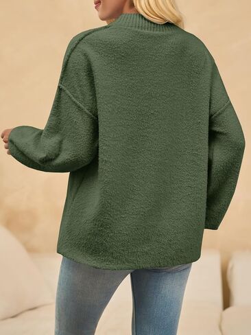 Saodimallsu Womens Crew Neck Sweater Tops Long Sleeve Fuzzy Fall Casual Loose Cozy Knit Pullover Sweaters in Saudi Arabia