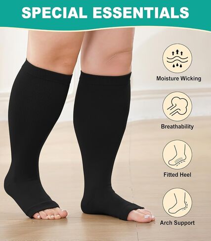 Plus Size Compression Socks: Wide Calf Compression Stockings for Men Women - Up to 7X Large 20-30 mmHg Compression Hose for Pregnancy Travel Running Nurses 2 pairs in Saudi Arabia