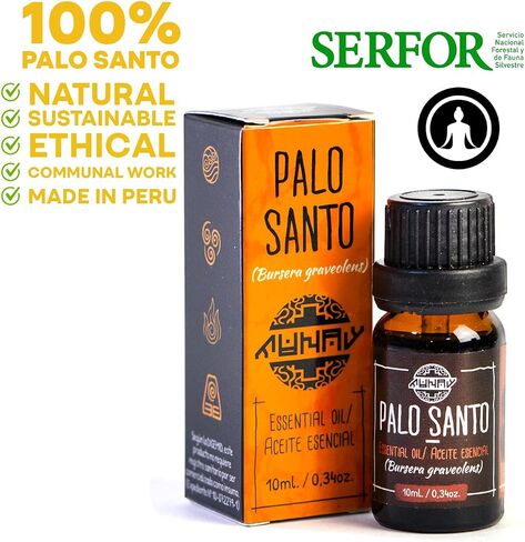 Palo Santo Essential Oil l Premium 10ml Undiluted Pure Bursera graveolens Oil l for Aromatherapy and Cleansing l for Diffuser l Munay in Saudi Arabia