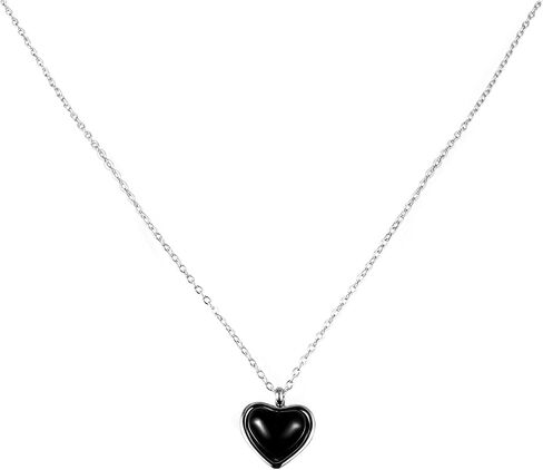 Black Heart Crystal Necklace for Women, Gothic Obsidian Tourmaline Pendant, Handmade Spiritual Healing Jewelry Gift for Birthday Graduation 11.81 Inch Gothic Gift for Her, Graduation, Birthday in Saudi Arabia
