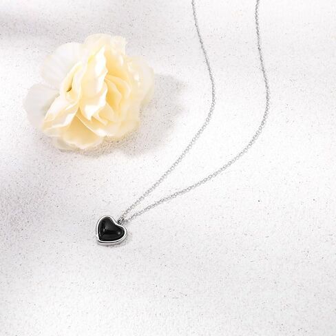 Black Heart Crystal Necklace for Women, Gothic Obsidian Tourmaline Pendant, Handmade Spiritual Healing Jewelry Gift for Birthday Graduation 11.81 Inch Gothic Gift for Her, Graduation, Birthday in Saudi Arabia