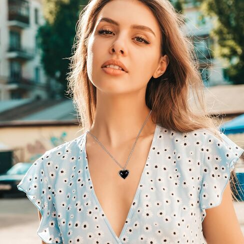 Black Heart Crystal Necklace for Women, Gothic Obsidian Tourmaline Pendant, Handmade Spiritual Healing Jewelry Gift for Birthday Graduation 11.81 Inch Gothic Gift for Her, Graduation, Birthday in Saudi Arabia