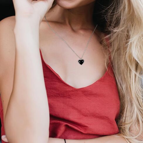 Black Heart Crystal Necklace for Women, Gothic Obsidian Tourmaline Pendant, Handmade Spiritual Healing Jewelry Gift for Birthday Graduation 11.81 Inch Gothic Gift for Her, Graduation, Birthday in Saudi Arabia