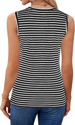 LilyCoco Women's Striped Tank Tops Sleeveless Color Block Loose Fit T Shirts in Saudi Arabia