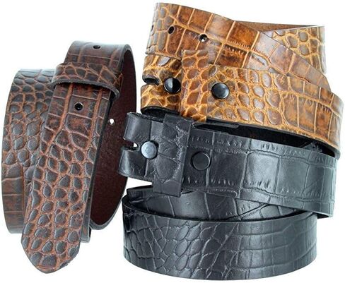 Belts.com حزام جلد التمساح المنقوش، بعرض 1-3/8 بوصة (35 مم)، أسود، للبالغين من الجنسين in Saudi Arabia