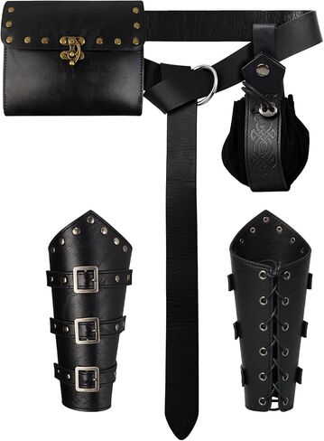 Renaissance Belt Pouch Medieval Viking Pirate Belts Leather Arm Guards Fanny Pack Leather Bracers Ren Faire Accessories in Saudi Arabia