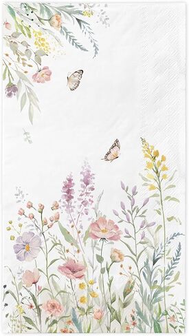 100 Spring Flower Napkins - Watercolor Wild Flower Disposable Hand Towels - Napkins Disposable Decorative for Bathroom Toilet Room Wedding Baby Shower Birthday Bridal Party Decor in Kuwait
