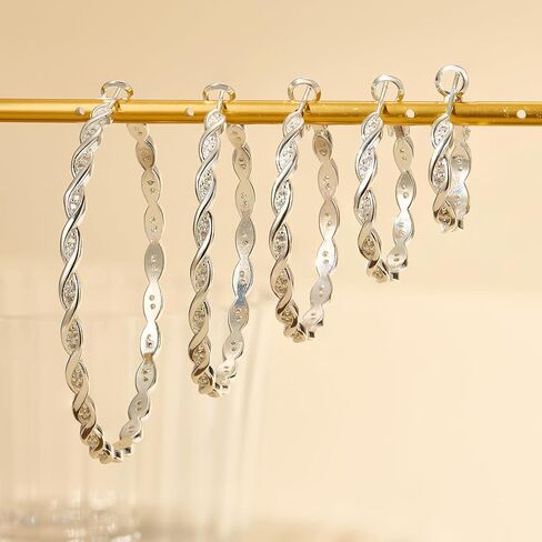RANKEEF Large Twisted Hoop Earrings for Women with Shiny Cubic Zirconia Hypoallergenic 925 Sterling Silver Post Forever Love Hoops Trendy 3D Laser-Cut Sturdy Lightweight Big Twisted Gold Hoops in Saudi Arabia