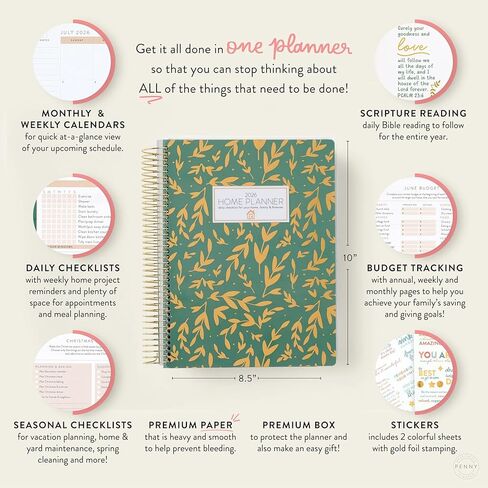 مخطط المنزل 2025 (الأزهار) | العمل من مخطط المنزل مع ملصقات | قائمة المراجعة اليومية | ورقة عمل ميزانية شهرية | تخطيط تقويم شهري | قائمة مراجعة العطلات | ملزمة الملف | غطاء بولي مغلفة in Kuwait