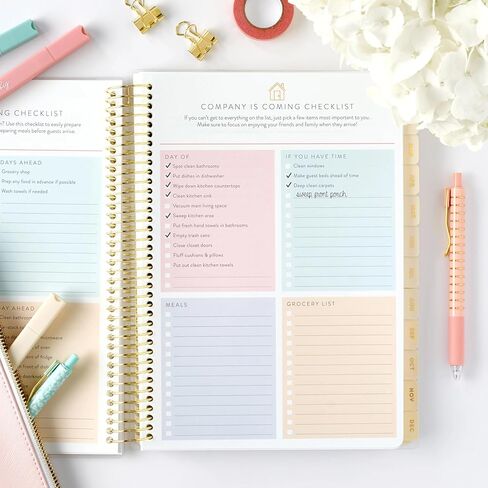 مخطط المنزل 2025 (الأزهار) | العمل من مخطط المنزل مع ملصقات | قائمة المراجعة اليومية | ورقة عمل ميزانية شهرية | تخطيط تقويم شهري | قائمة مراجعة العطلات | ملزمة الملف | غطاء بولي مغلفة in Kuwait