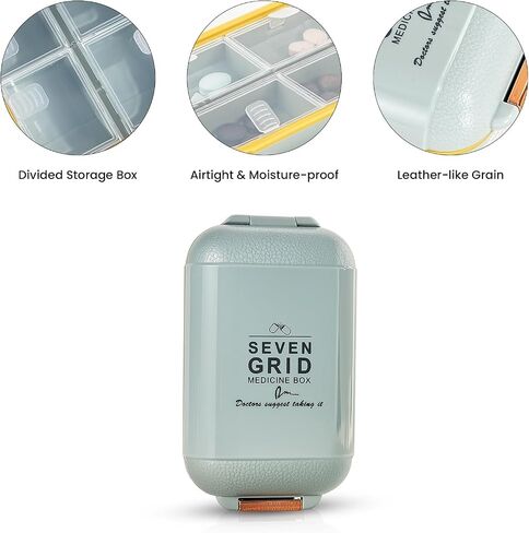 Generic Portable Pill Organizer, 7 Compartment Mini Pill Box, Travel Capsule Storage Box in Saudi Arabia