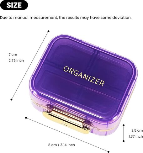 Portable Pill Organizer Box, Travel Capsule Storage Case with 7 Compartments, Waterproof Medicine Container for Vitamins, Supplements, Medicines in Saudi Arabia