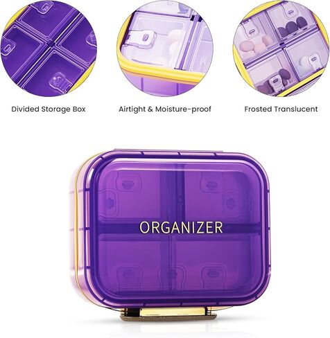 Portable Pill Organizer Box, Travel Capsule Storage Case with 7 Compartments, Waterproof Medicine Container for Vitamins, Supplements, Medicines in Saudi Arabia