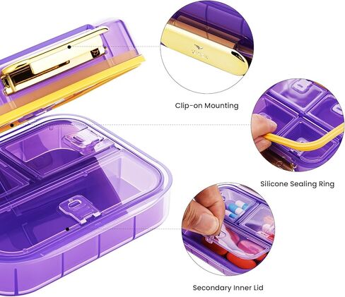 Portable Pill Organizer Box, Travel Capsule Storage Case with 7 Compartments, Waterproof Medicine Container for Vitamins, Supplements, Medicines in Saudi Arabia