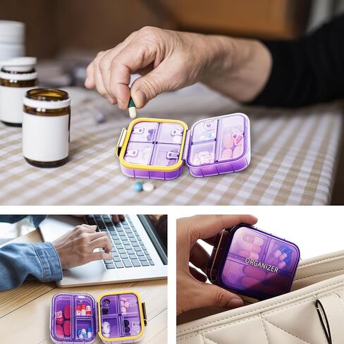 Portable Pill Organizer Box, Travel Capsule Storage Case with 7 Compartments, Waterproof Medicine Container for Vitamins, Supplements, Medicines in Saudi Arabia