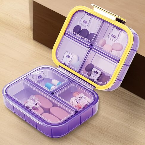 Portable Pill Organizer Box, Travel Capsule Storage Case with 7 Compartments, Waterproof Medicine Container for Vitamins, Supplements, Medicines in Saudi Arabia