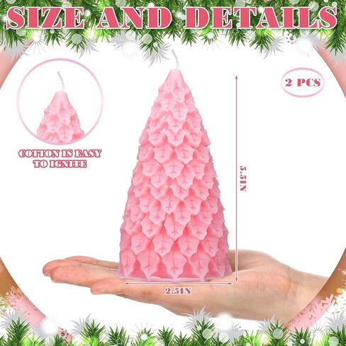 MTLEE 2 Pcs Christmas Tree Shaped Candles Large Christmas Candles Decor White Green Xmas Wax Scented Candles 2.5x5.5in Snow Tree Shaped Candle for Christmas Holiday Table Decoration in Saudi Arabia