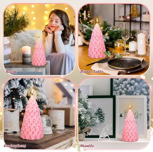 MTLEE 2 Pcs Christmas Tree Shaped Candles Large Christmas Candles Decor White Green Xmas Wax Scented Candles 2.5x5.5in Snow Tree Shaped Candle for Christmas Holiday Table Decoration in Saudi Arabia