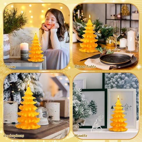 MTLEE 2 Pcs Christmas Tree Shaped Candles Large Christmas Candles Decor White Green Xmas Wax Scented Candles 2.5x5.5in Snow Tree Shaped Candle for Christmas Holiday Table Decoration in Saudi Arabia
