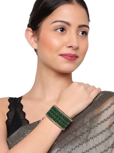 أساور هندية للنساء - مجموعة مكونة من 30 قطعة من مجموعات مجوهرات بوليوود الهندية للنساء، أساور معدنية in Kuwait